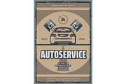 Auto repair service retro poster