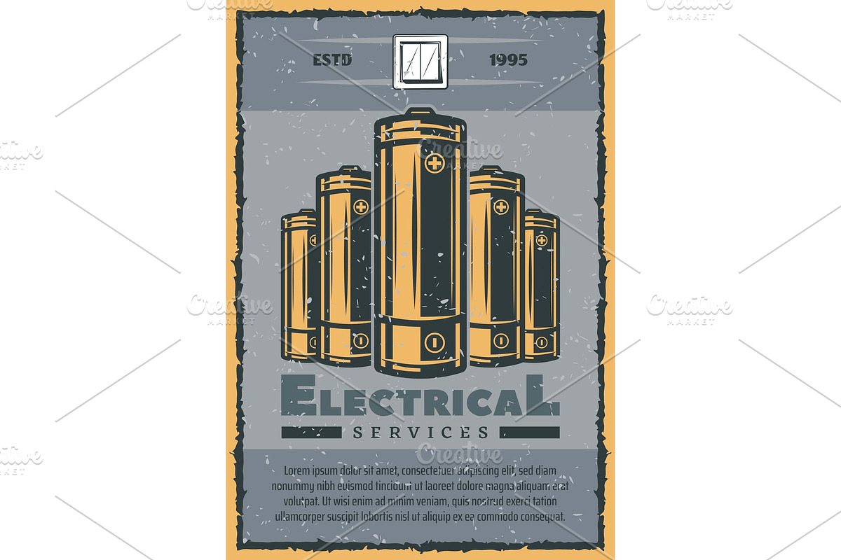 Electrical service retro card in Illustrations - product preview 8