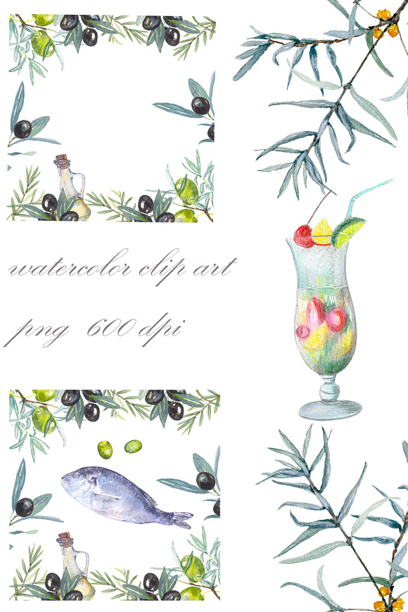 Fruit vegetables food watercolor in Illustrations - product preview 3