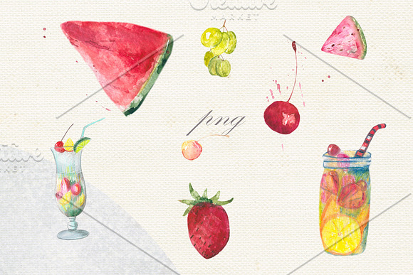 Fruit vegetables food watercolor in Illustrations - product preview 6