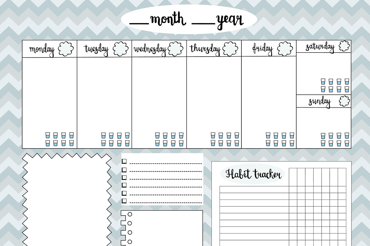 Empty weekly planner gray in Illustrations - product preview 8
