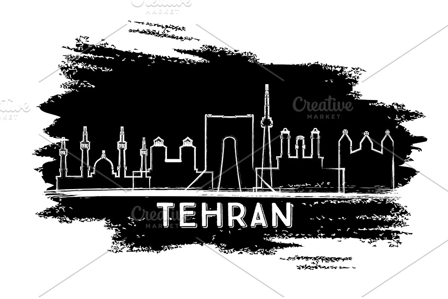 Tehran Iran City Skyline Silhouette.