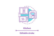 Kitchen interior concept icon