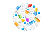 Pills and Tablets Round Design 