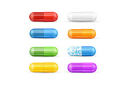 3d Color Pills and Vitamins Set