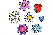 Doodle flowers set