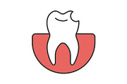 Broken tooth color icon