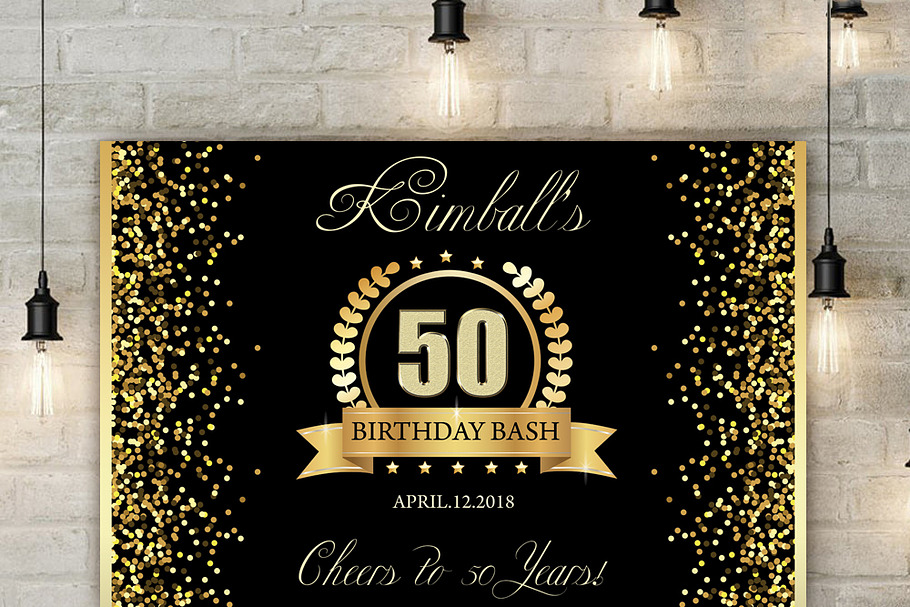 50th Birthday Bash Backdrop in Flyer Templates - product preview 8