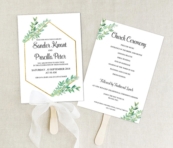 Eucalyptus Wedding Invitation in Wedding Templates - product preview 1