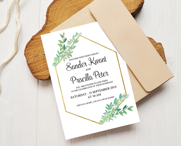 Eucalyptus Wedding Invitation in Wedding Templates - product preview 2