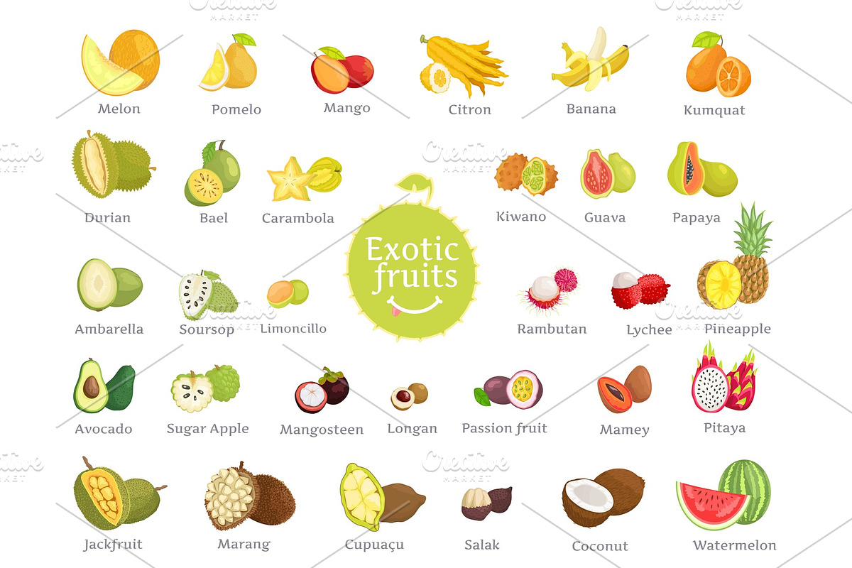 Delicious Exotic Fruits Full of in Illustrations - product preview 8