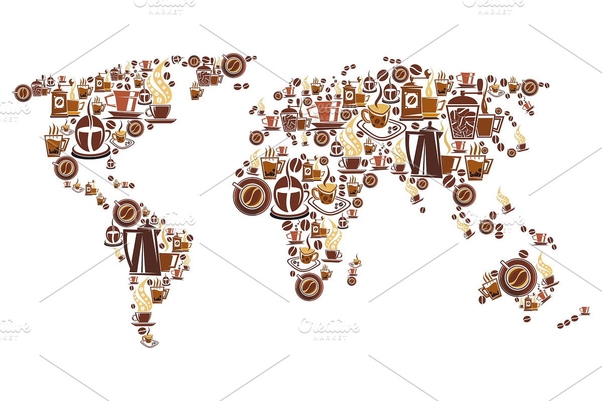 Coffee world map in Illustrations - product preview 8