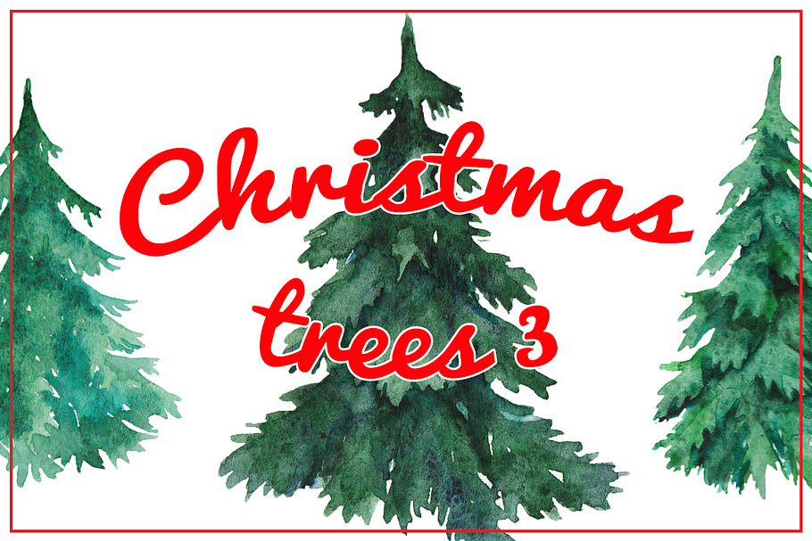 Watercolor Christmas trees 3