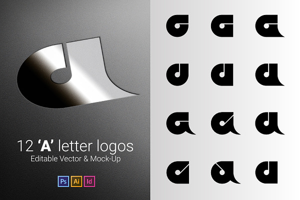 12 A Letter Logos - Vector & Mock-Up