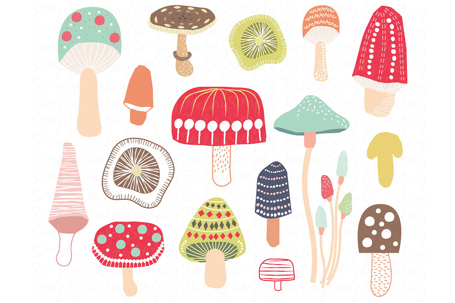 Colorful Mushroom Elements