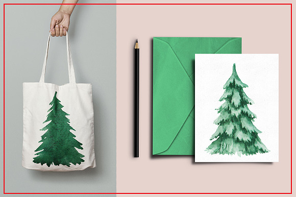 Watercolor Christmas trees 3 in Illustrations - product preview 3