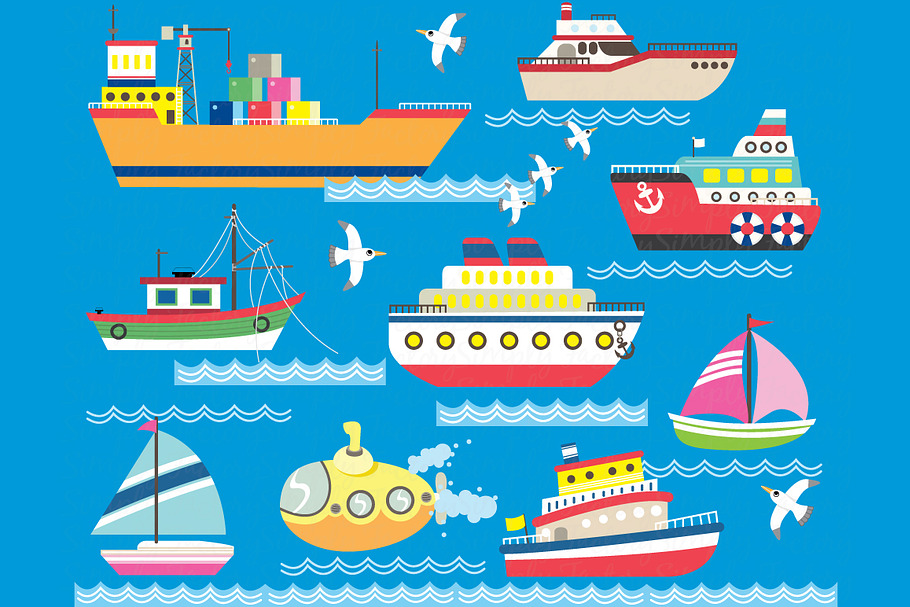 Cute Sea Transportation Collection
