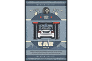 Car wash service retro poster