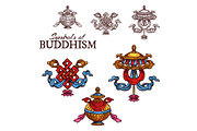 Buddhism religion auspicious sketch