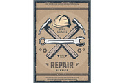 House repair service retro banner