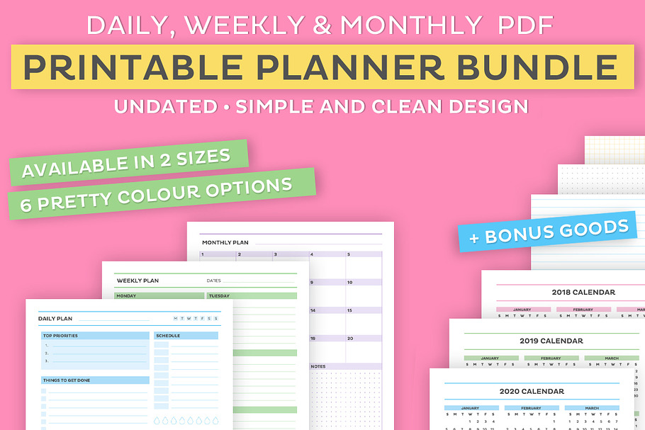 Printable planner bundle in Stationery Templates - product preview 8