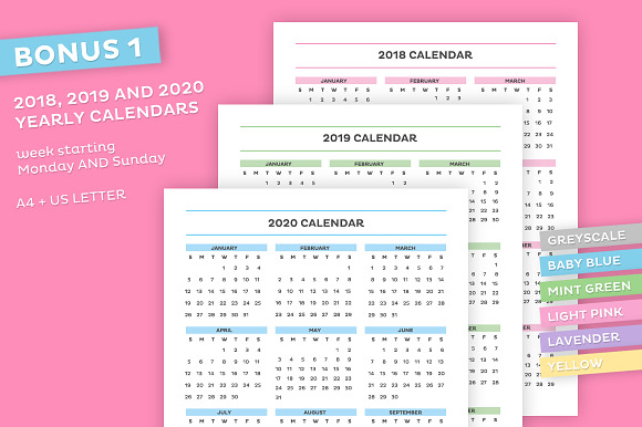 Printable planner bundle in Stationery Templates - product preview 5