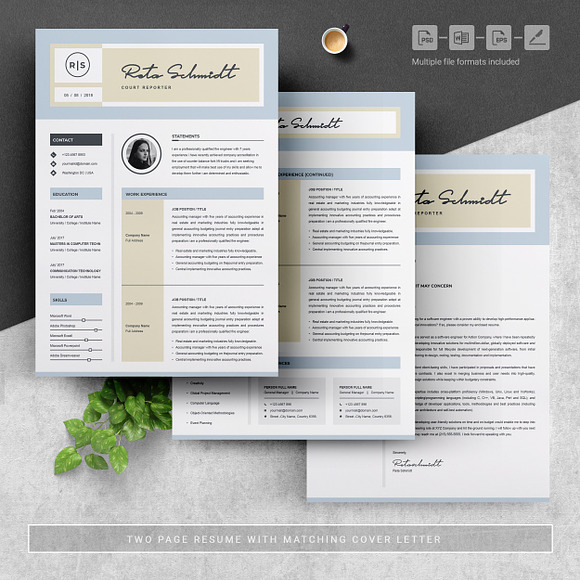 Resume Template with Photo in Resume Templates - product preview 3