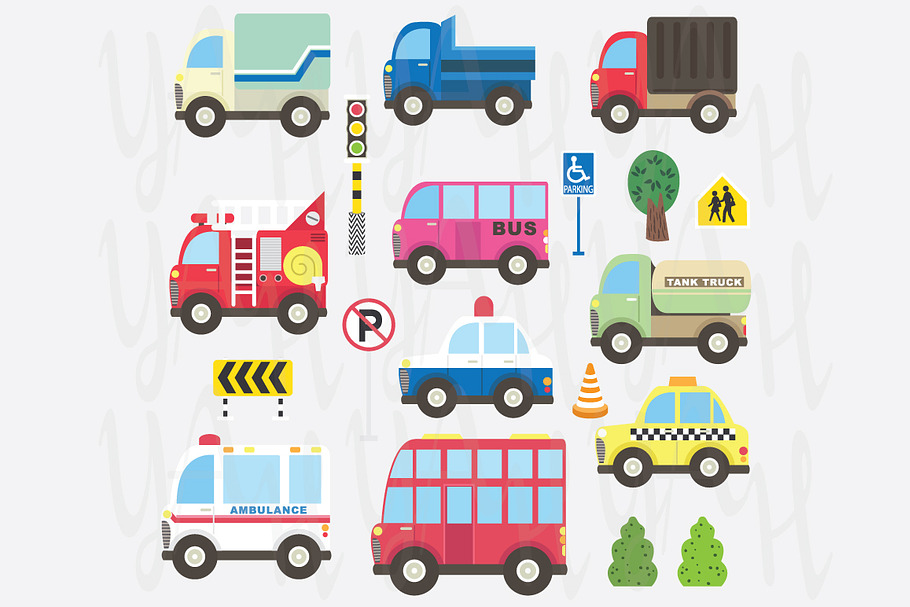 Cute Transportation Collection Set in Illustrations - product preview 8
