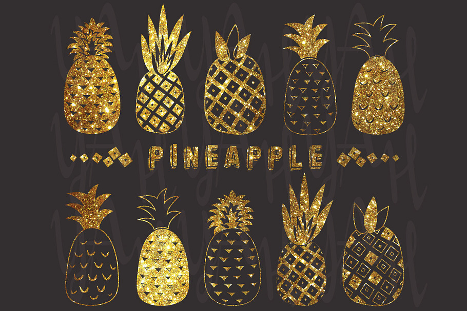 Chalkboard Glitter Pineapple Set in Illustrations - product preview 8