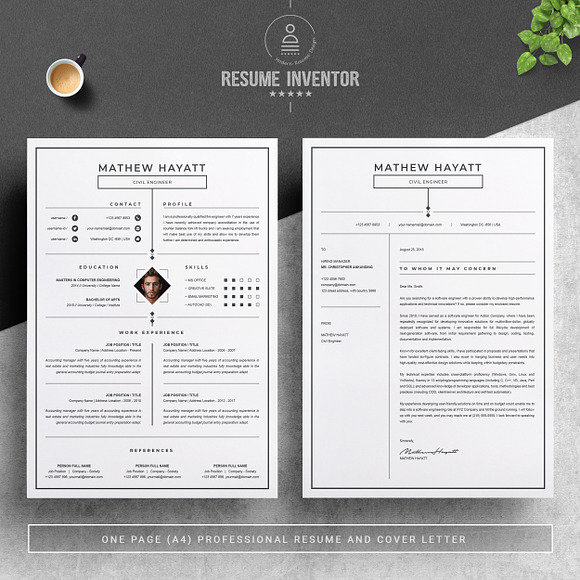 One Page Resume Template in Resume Templates - product preview 1