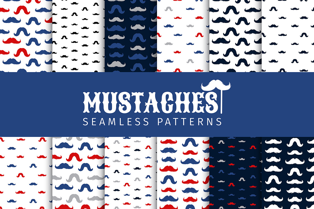 Moustache Vector Seamless Patterns in Patterns - product preview 8