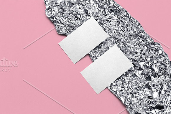 Business cards mockup on foil in Print Mockups - product preview 2