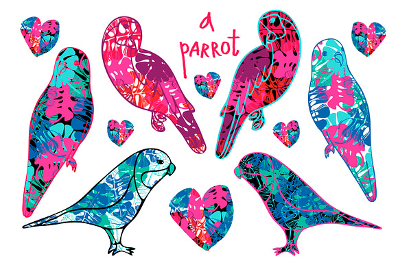 Designs with funny and bright parrot in Stationery Templates - product preview 9