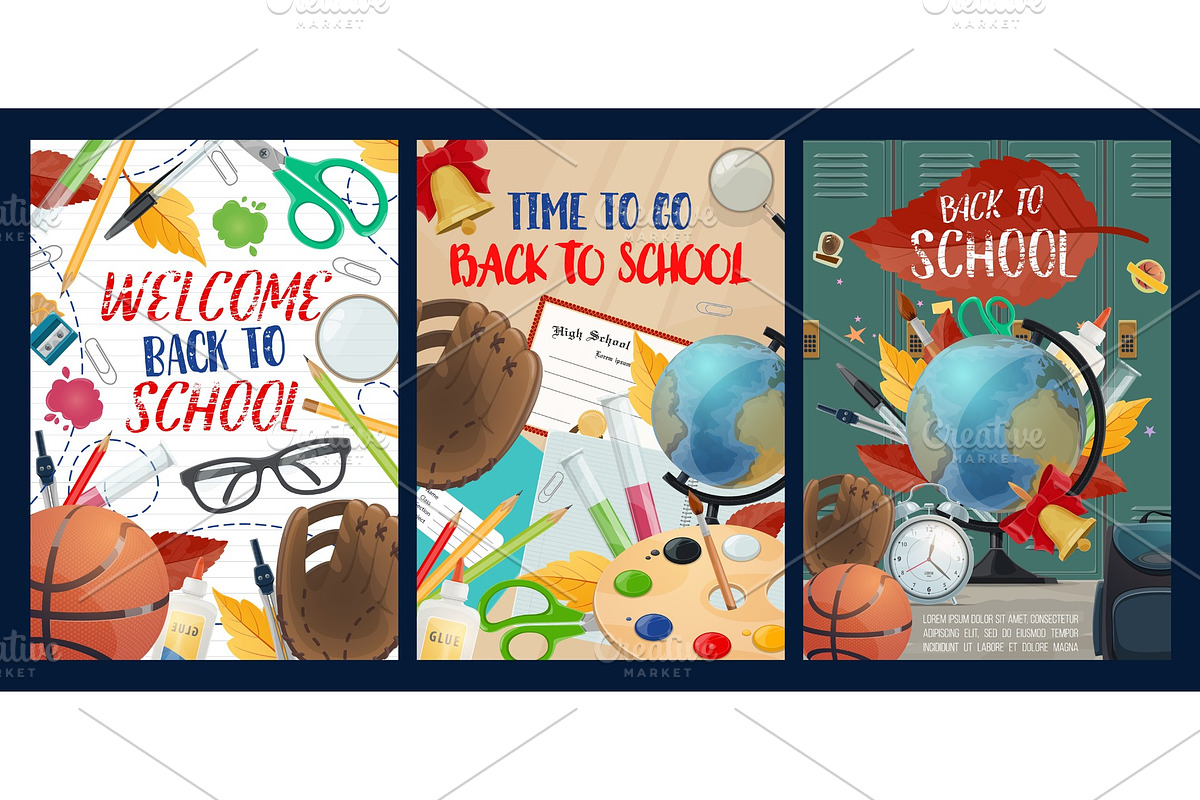 Time to school posters in Illustrations - product preview 8