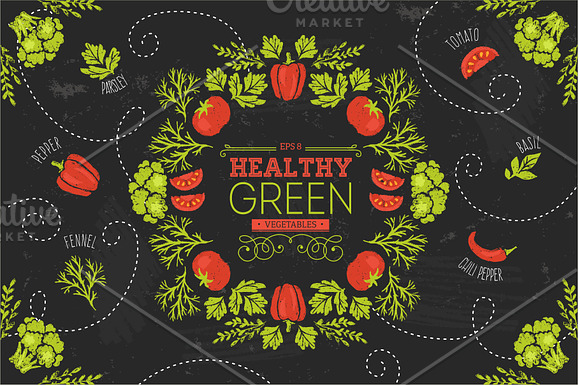 Handsketched healthy vegetables in Illustrations - product preview 2