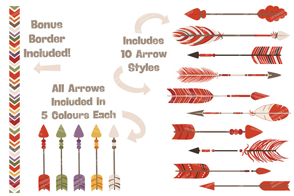 Autumn Tribal Arrows Vector Clipart in Illustrations - product preview 1