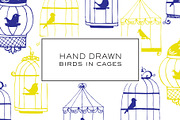 Hand Drawn Bird in Cage Clipart