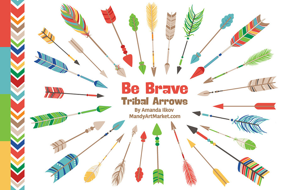 Crayon Box Tribal Arrows Clipart in Illustrations - product preview 8
