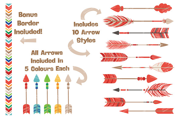 Crayon Box Tribal Arrows Clipart in Illustrations - product preview 1