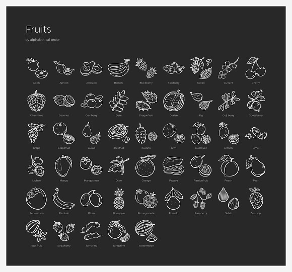 Fruits & Vegetables + Badges in Vintage Icons - product preview 2