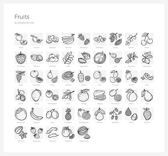 Fruits & Vegetables + Badges in Vintage Icons - product preview 3