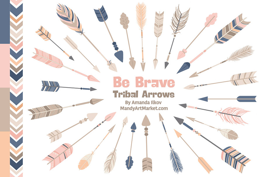 Navy & Pink Tribal Arrows Clipart