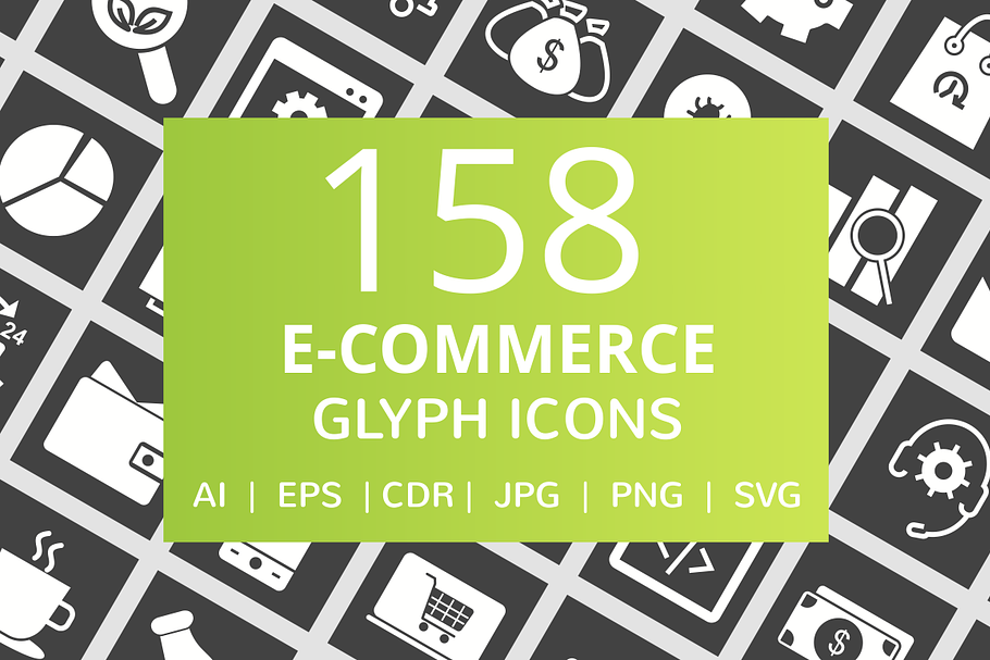 158 E-Commerce Glyph Inverted Icons