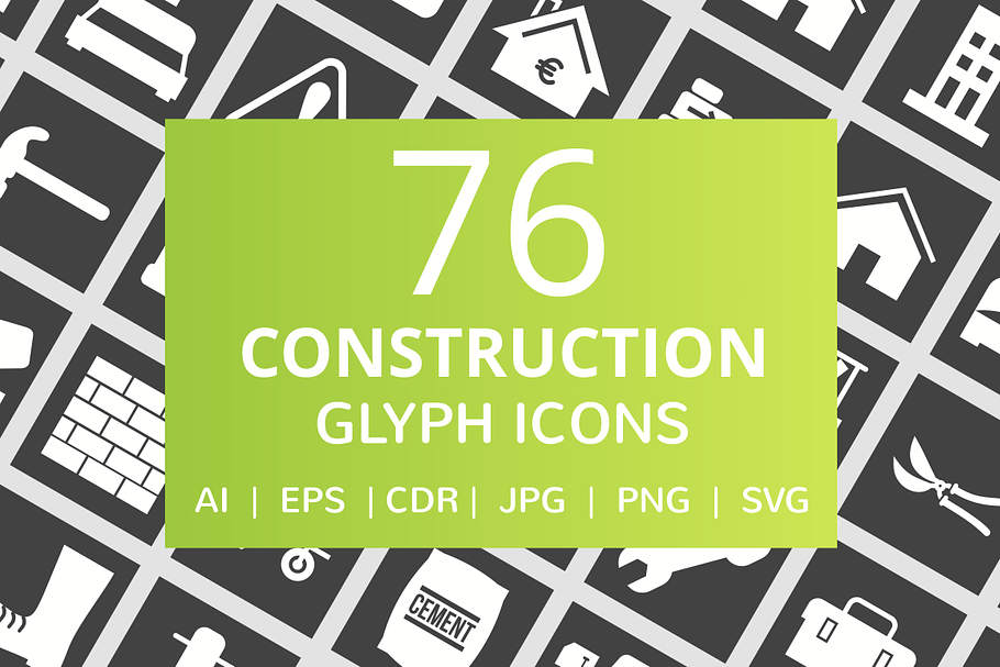 76 Construction Glyph Inverted Icons