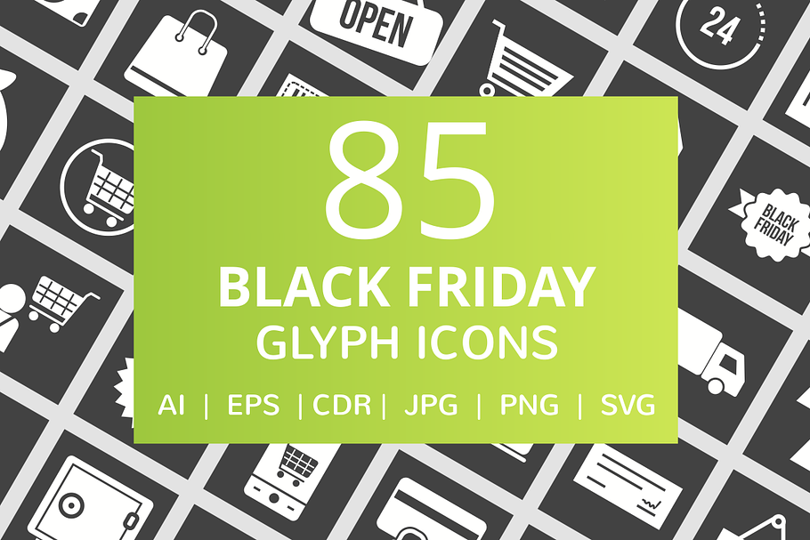 85 Black Friday Glyph Inverted Icons in Graphics - product preview 8
