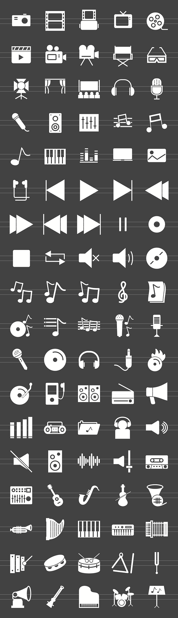 90 Music & Multimedia Glyph Icons in Graphics - product preview 1