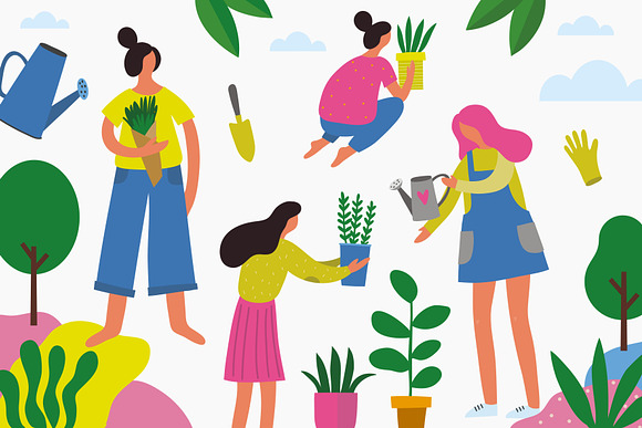 Summer people, beach, ocean, garden in Illustrations - product preview 5
