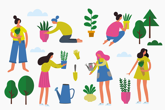 Summer people, beach, ocean, garden in Illustrations - product preview 6