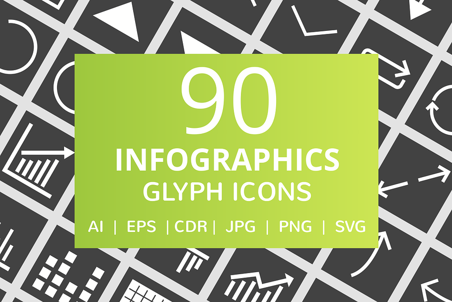 90 Infographics Glyph Inverted Icons