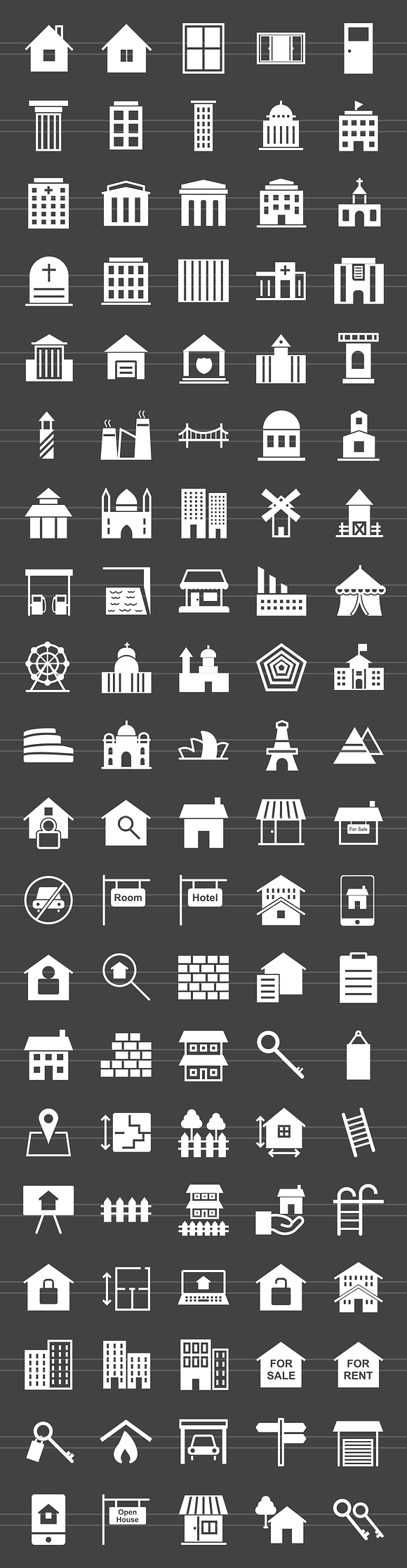100 Building & Landmarks Glyph Icons in Graphics - product preview 1